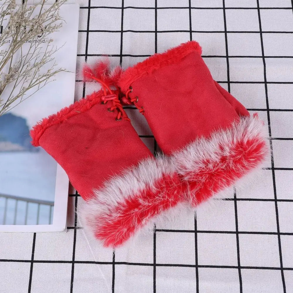 1 Pair New Fashion Faux Rabbit Hair Gloves