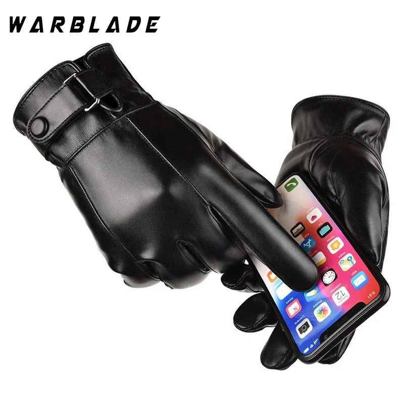 2024 New Winter Gloves Men Women Black PU