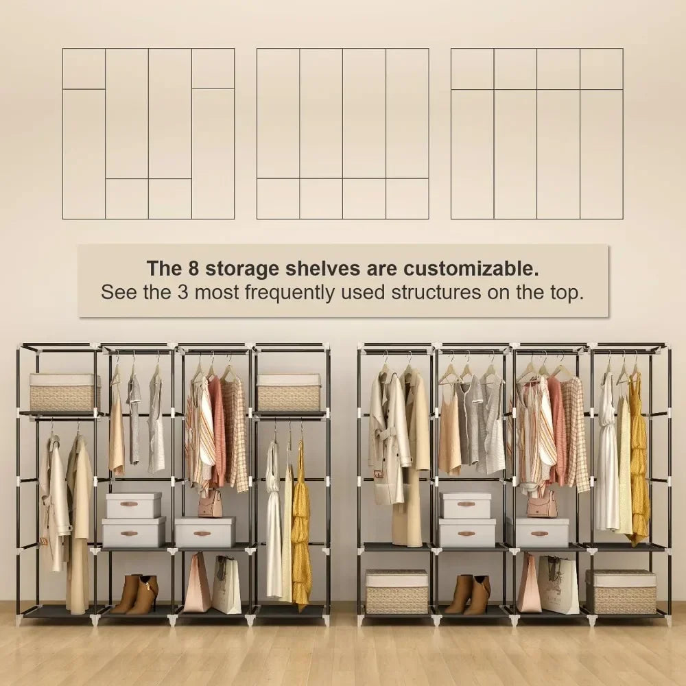 67 Inch Portable Closet Wardrobe, Clothes Rack Storage