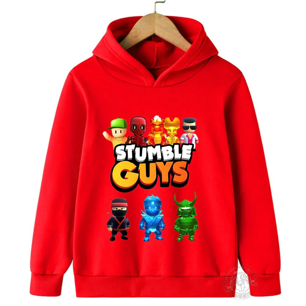 Kids Anime Stumble Guys Hooded Sweatshirts Long Sleeve