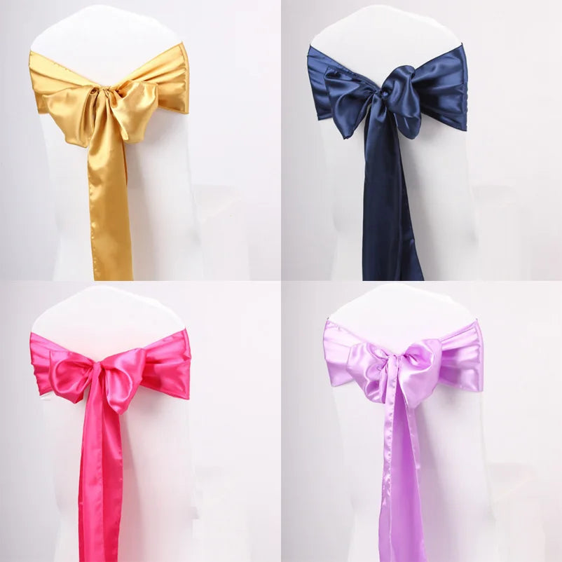 10pcs/50pcs Satin Chair Sash Knots Hotel Party Banquet