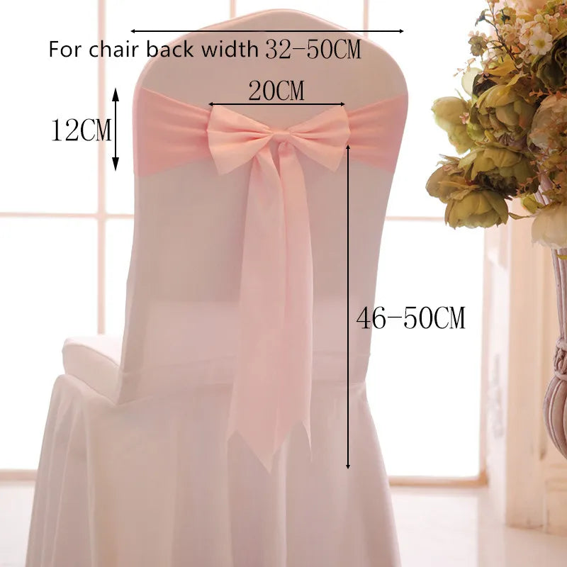 10pcs/50pcs Satin Spandex Chair Bow Band Ribbon Chair