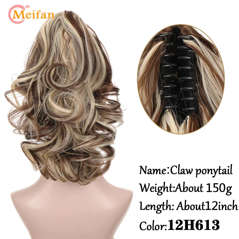 MEIFAN Long Synthetic Wavy Clip in Hair Ponytail