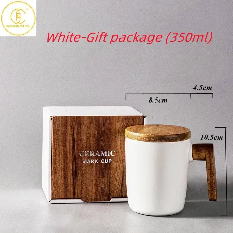 Gift Package 350ml Ceramic Coffee Mug with Wooden