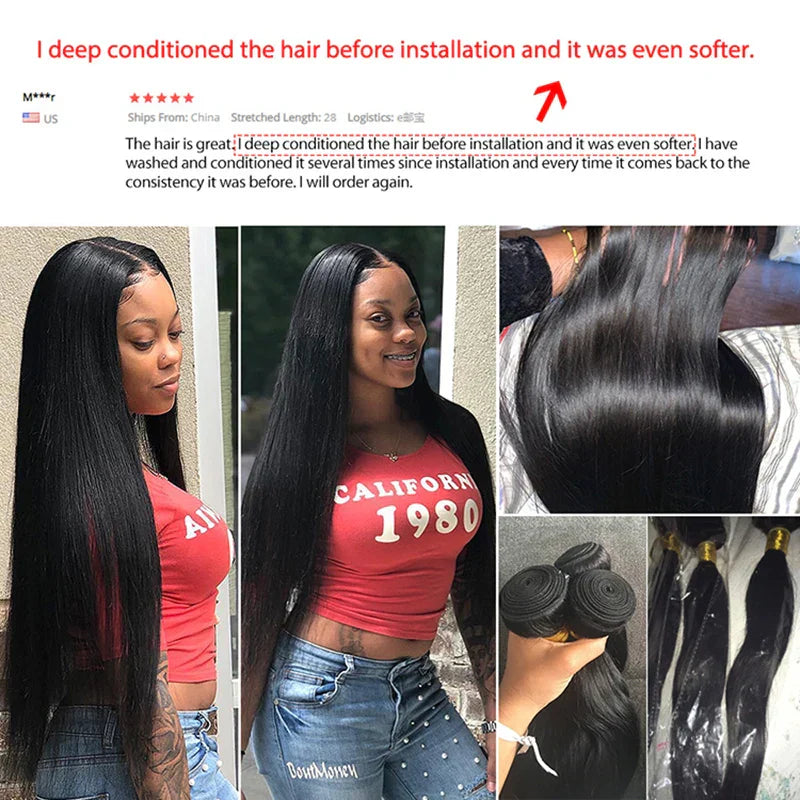 50inch Human Hair Bundles Natural Black Color Brazilian