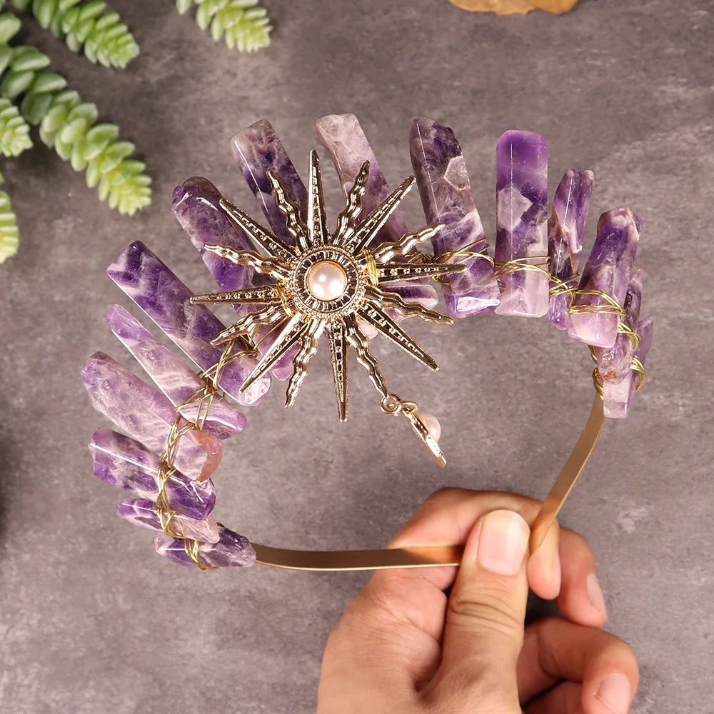 Raw crystal crown The sun goddess crystal Tiaras