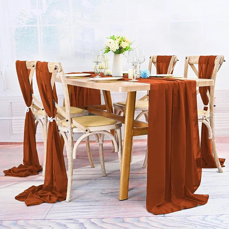 6PCS RUST Chiffon Chair Sashes 30 x 270cm