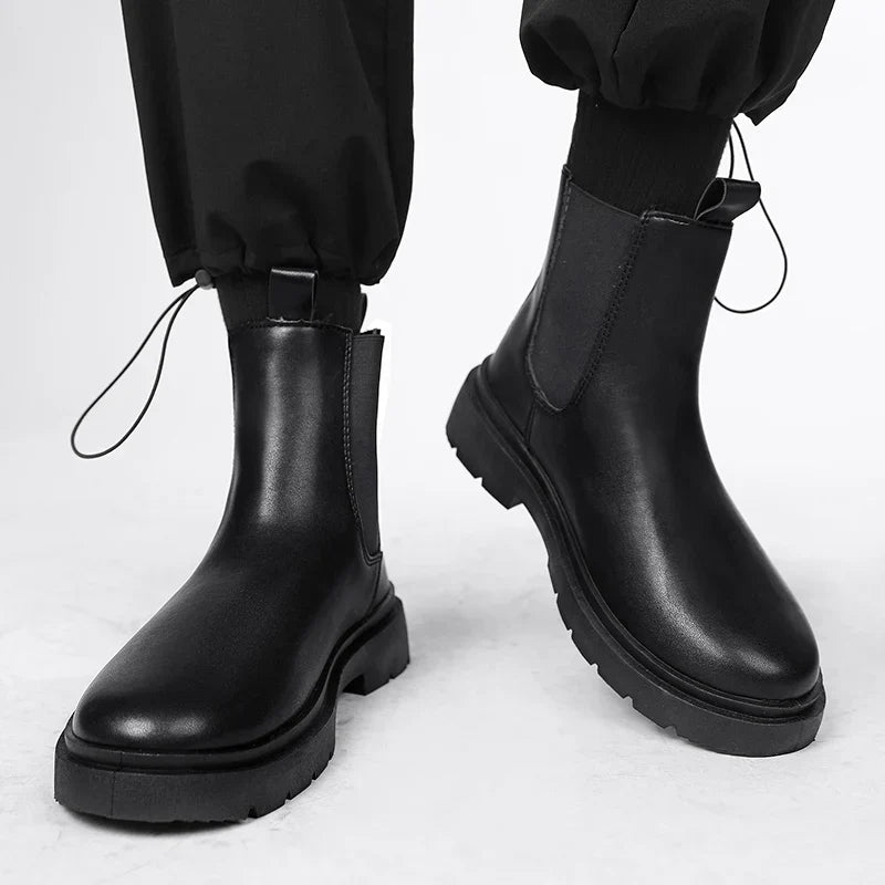 Chelsea Boots Men's Casual Leather Biker Boot High