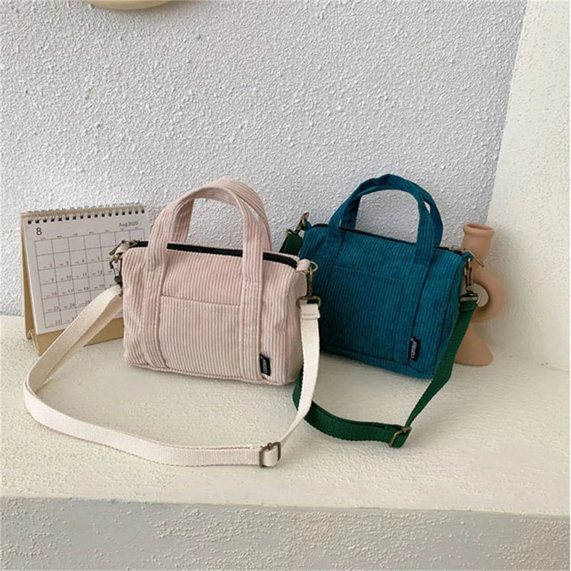 New Women's Mini Corduroy Shoulder Bag Female Canvas