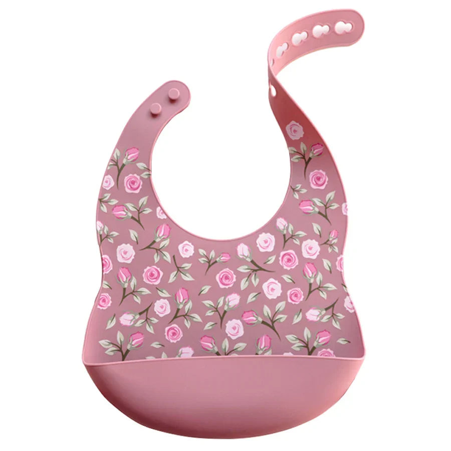 Fashionable Cartoon Printed Waterproof Soft Baby Silicone Bibs