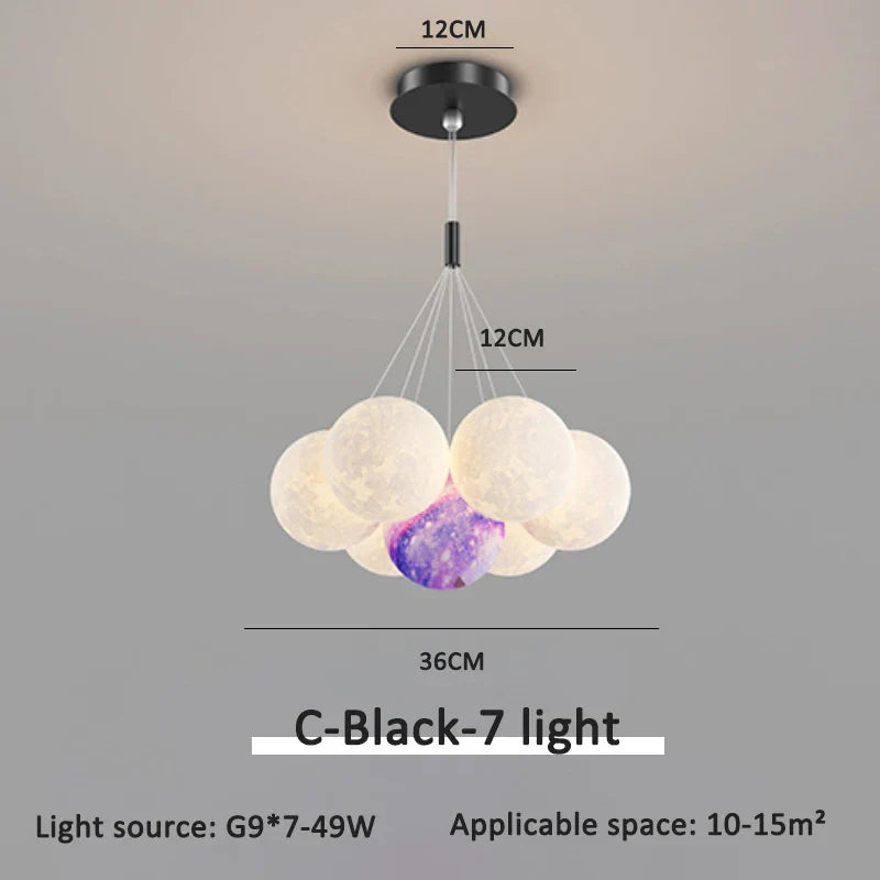Modern 3D Moon Bubble Chandeliers Children's Room Decor