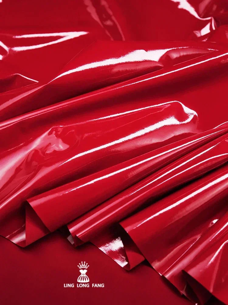 Imitation Leather Fabric Black Mirror Elastic PU Material