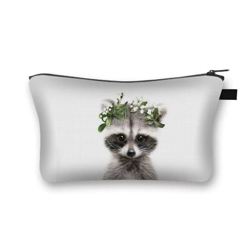 Animal Print Cosmetic Bag Women Makeup Bag Kawaii