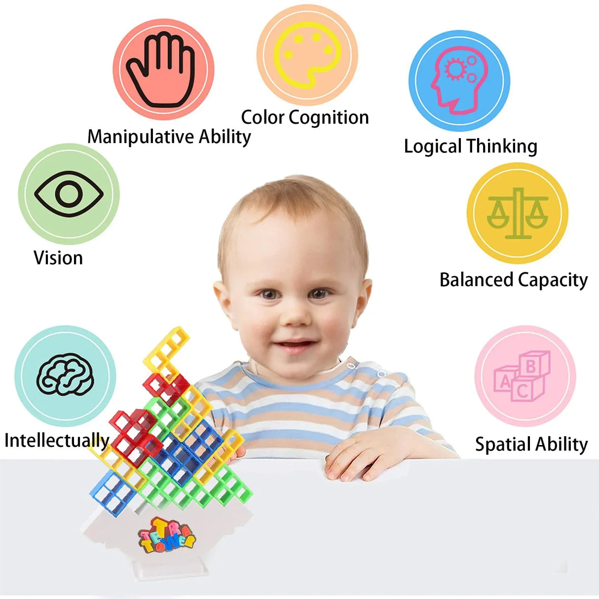 16PCS/32PCS/48PCS Russian Block Cubes Stacking Practice Children's Concentration