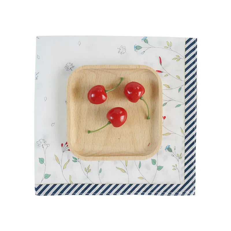 3Pcs 45x45cm Striped Flower Printed Cotton Women's Handkerchief