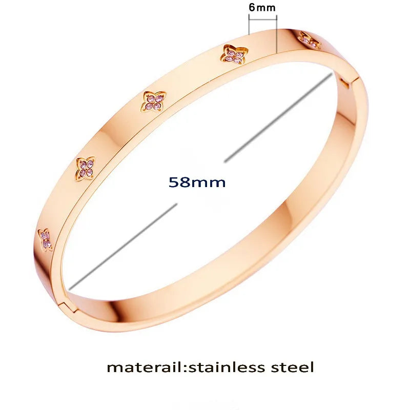Waterproof Luxury Colorful Cubic Zirconia Bangles Stainless Steel