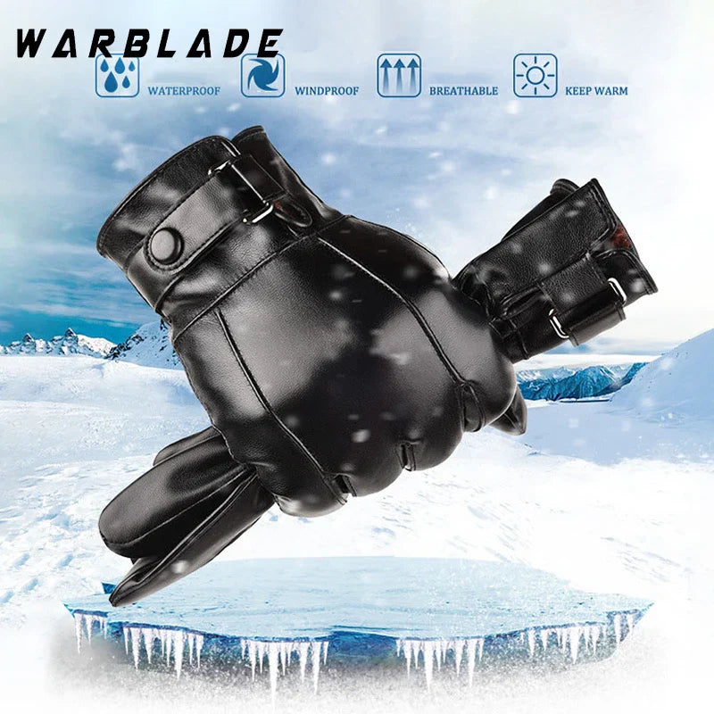 2024 New Winter Gloves Men Women Black PU