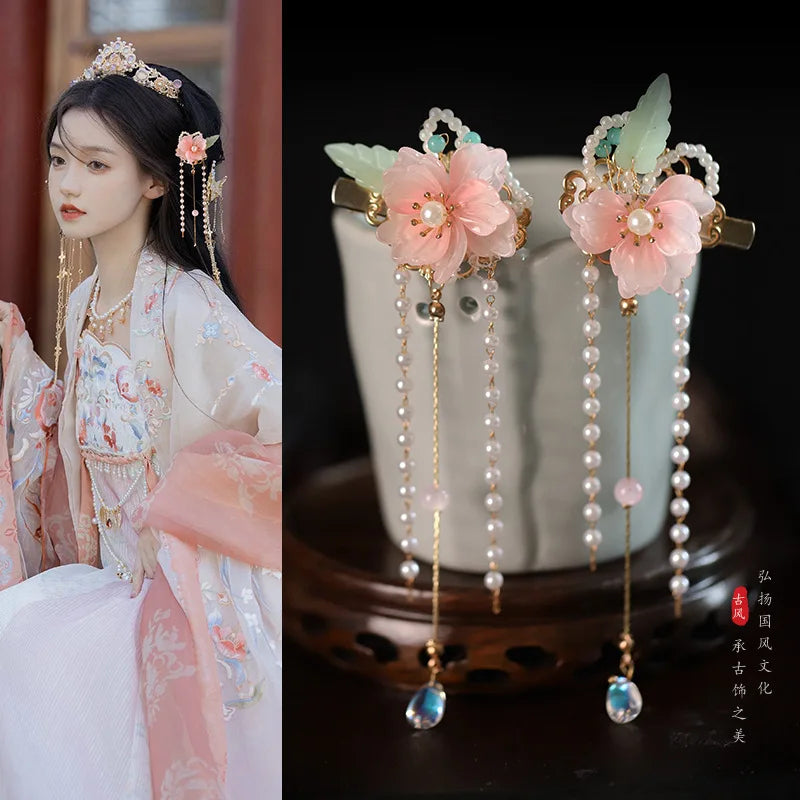 Chinese Hair Clips Girls Hanfu Hair Accessories Green