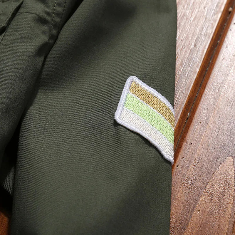 Men's Fashion Military Style Shirt Casual Retro Slim