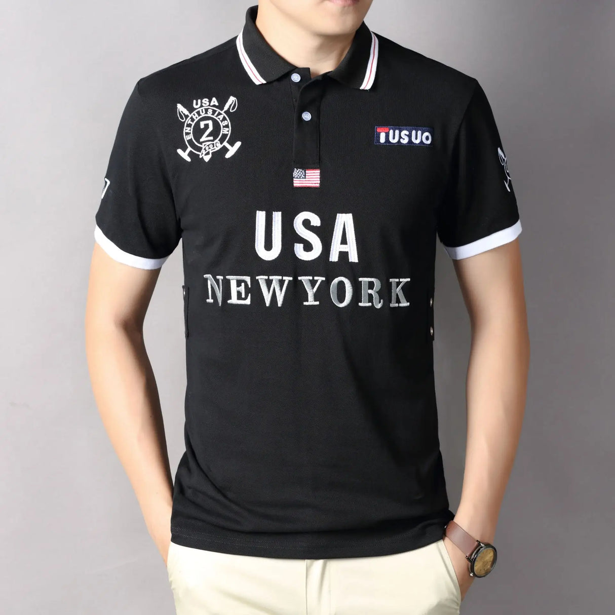 Summer High Quality Embroidery Polo Shirt Men Business