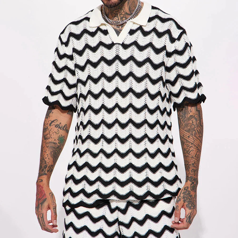 2024 Summer New Casual Suit Men's Streetwear Contrasting