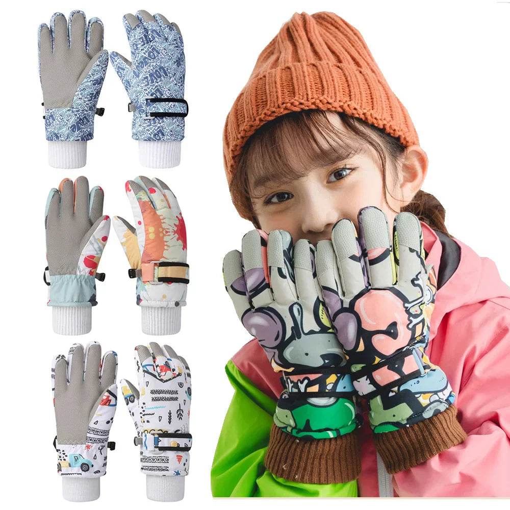 Fashion Children Ski Gloves Waterproof Kids Mittens