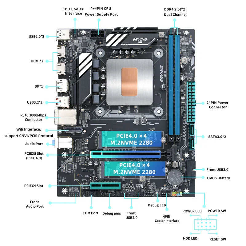 ERYING DIY Gaming PC Desktop Motherboard Set with