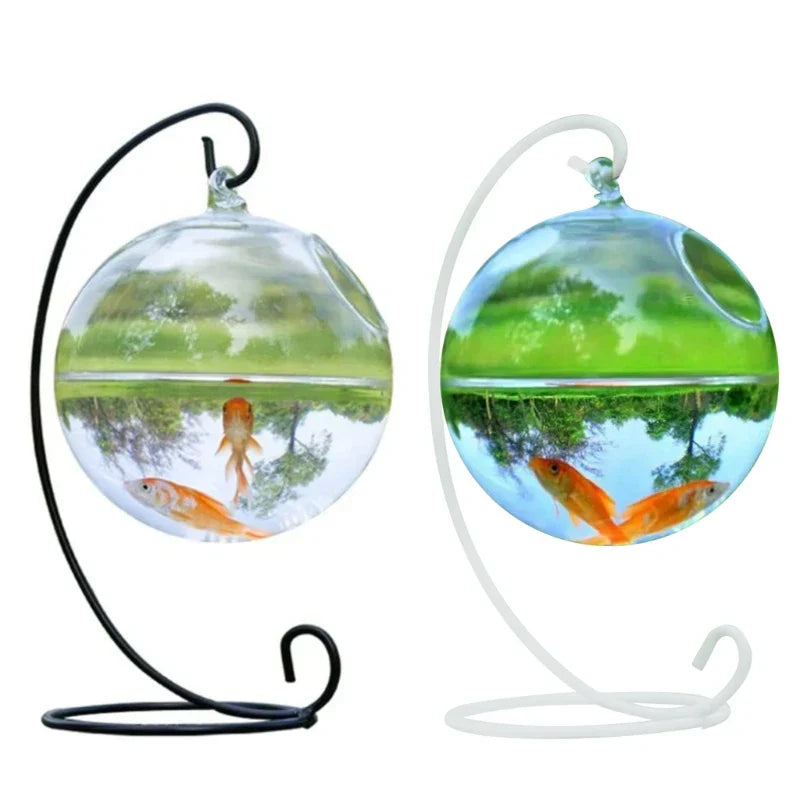 Fish Bowl,Transparent Spherical Glass Handmade Fish Round Shape
