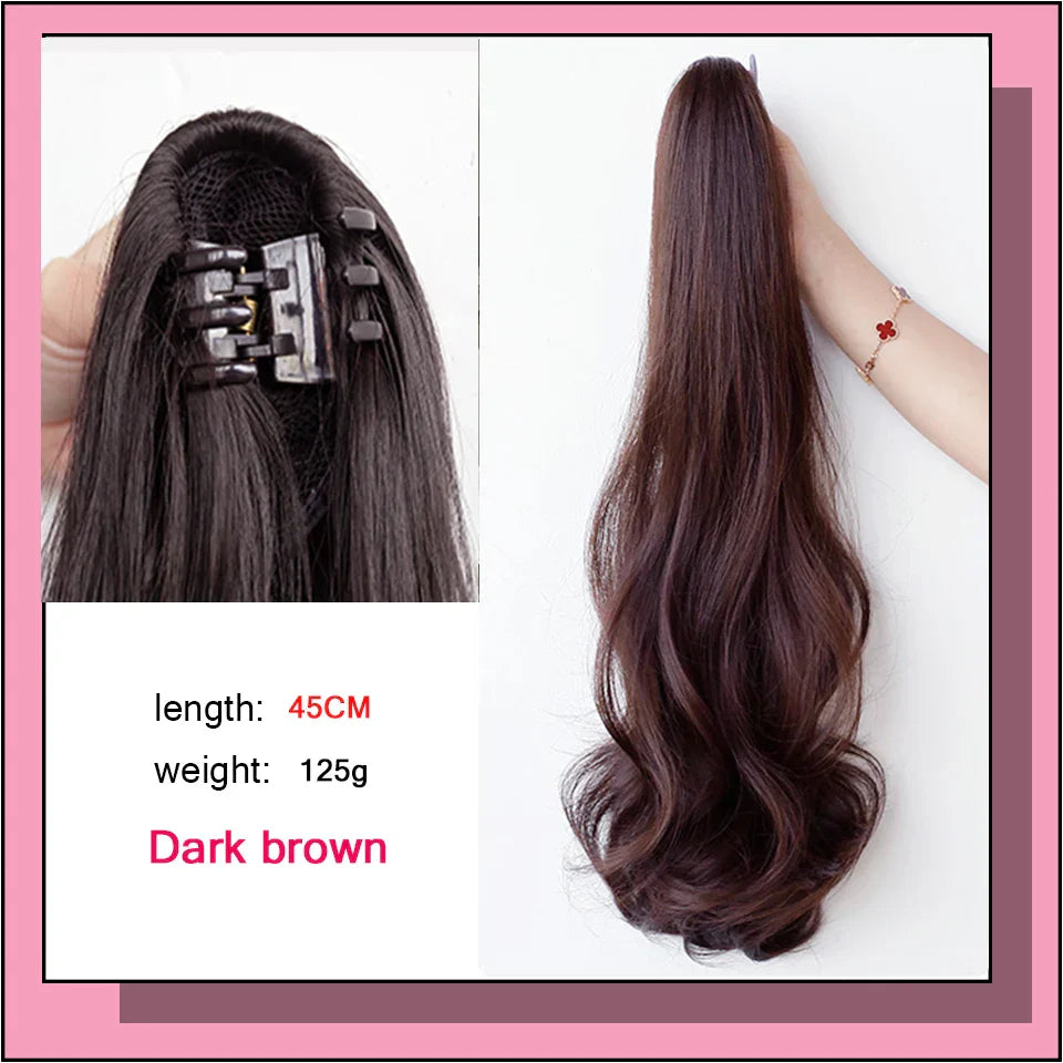 AS Long Wavy Straight Claw Clip On Ponytail