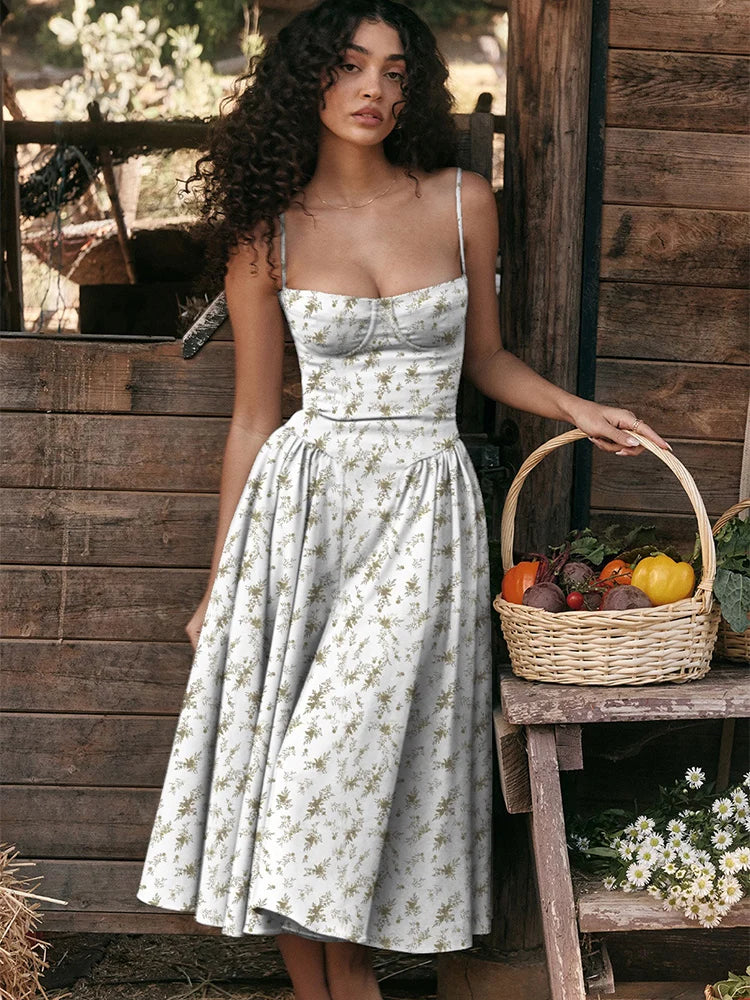 Summer Floral Slip Dress Women Sexy Tube Tops