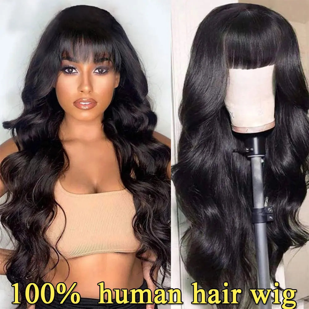 100% Human Hair Wigs Straight Hair With Bang