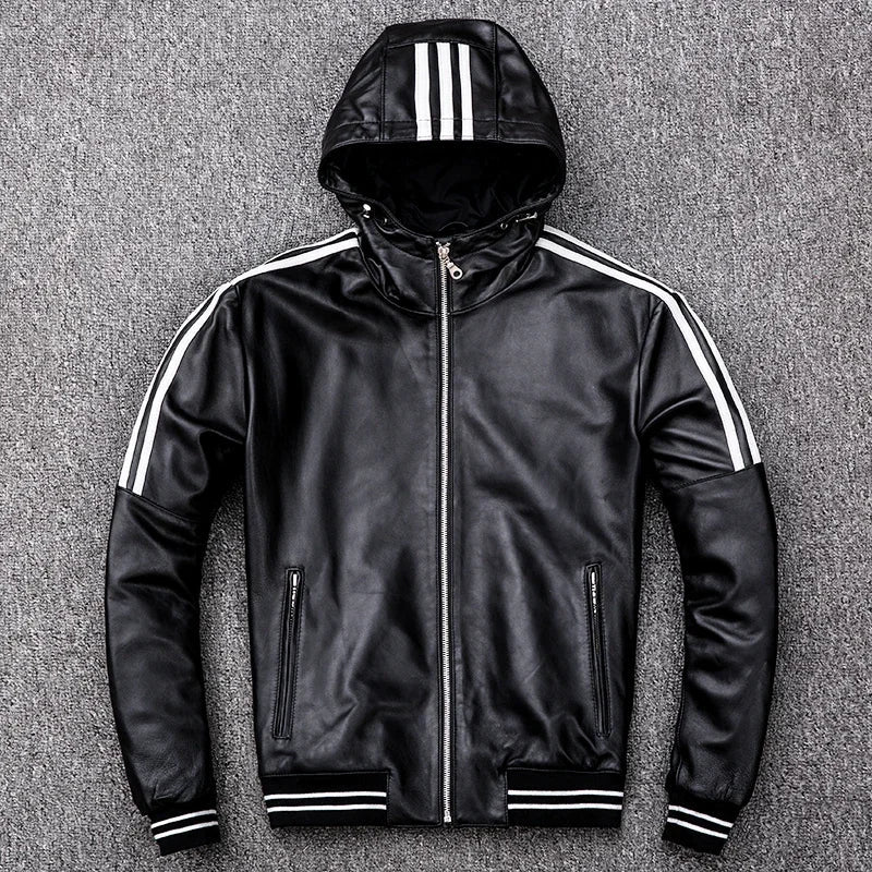 2023 New Men's Classic Leather Jacket 100% Natural