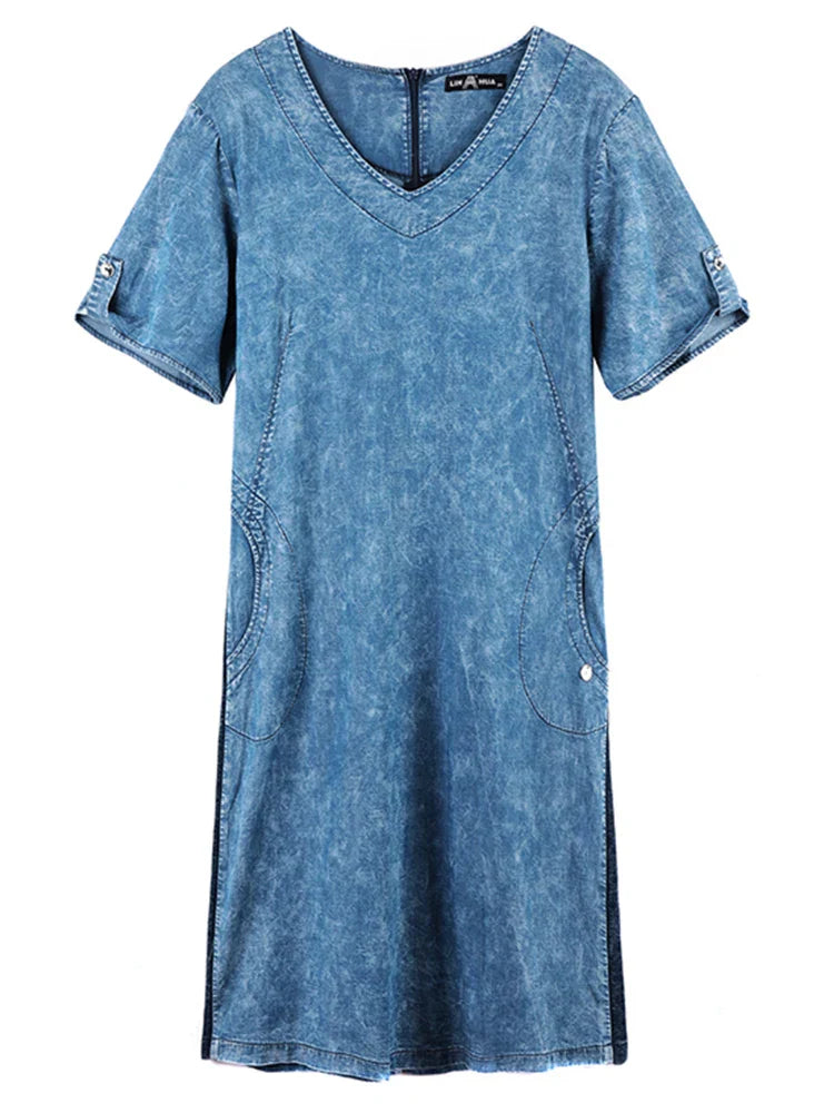 LIH HUA Women's Plus Size Denim Dress Summer