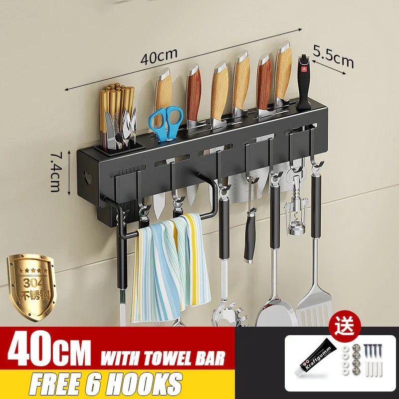 Stainless Steel Kitchen Storage Rack Wallmounted Multifunctional Storage