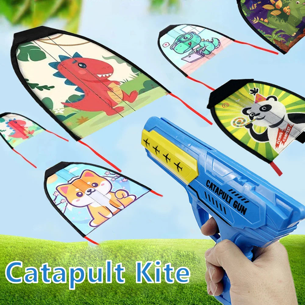 Kids Slingshot Kite Windless Flight Rubber Band Catapult