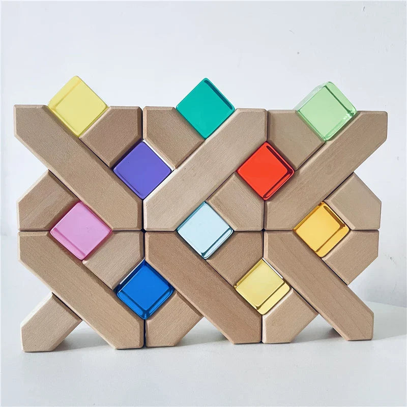Acrylic Cubes Rainbow Gem Blocks Transparent Stacking Toys