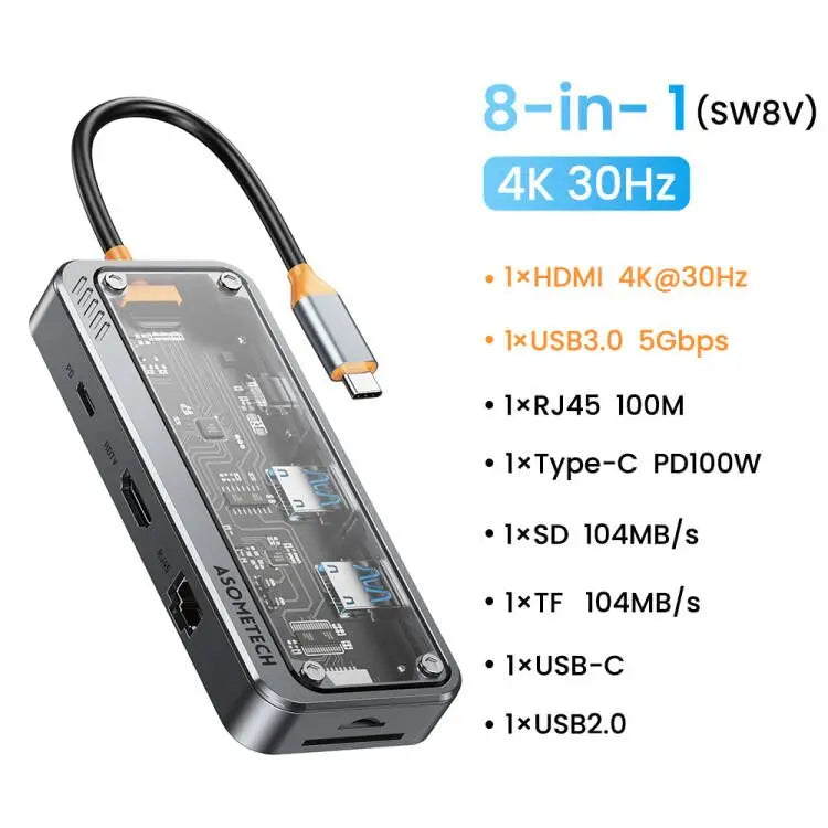 8 in 1 USB Type C HUB USB