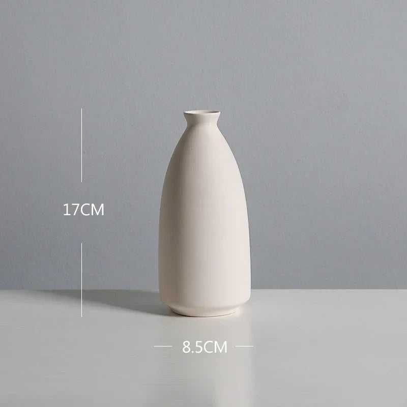 Nordic White Tabletop Vases Ceramic Flower Vase Living