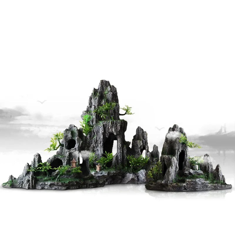 Large Resin Aquarium Fish Tank Mountain View Oranment