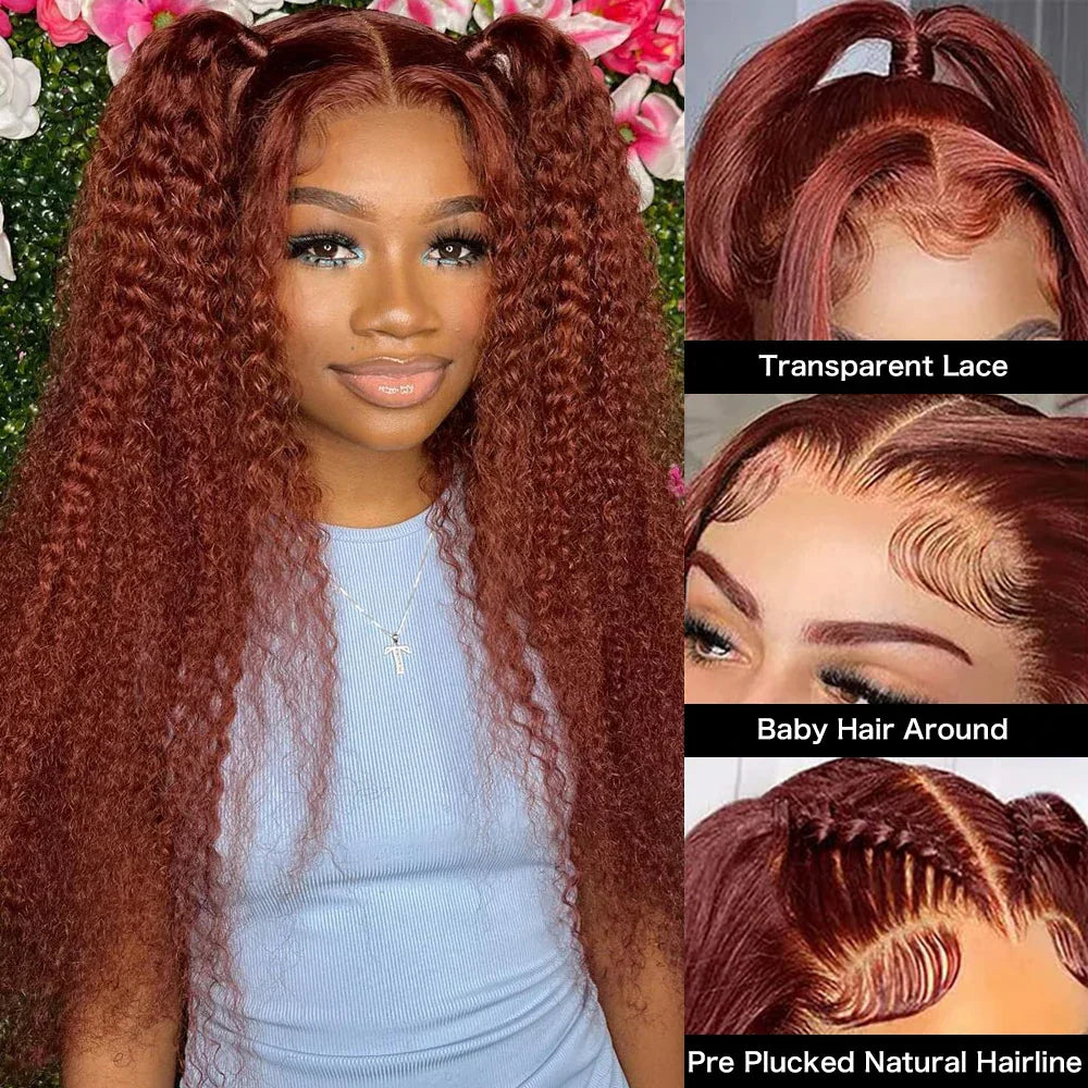 Reddish Brown Jerry Curly 13x4 Lace Front Wig