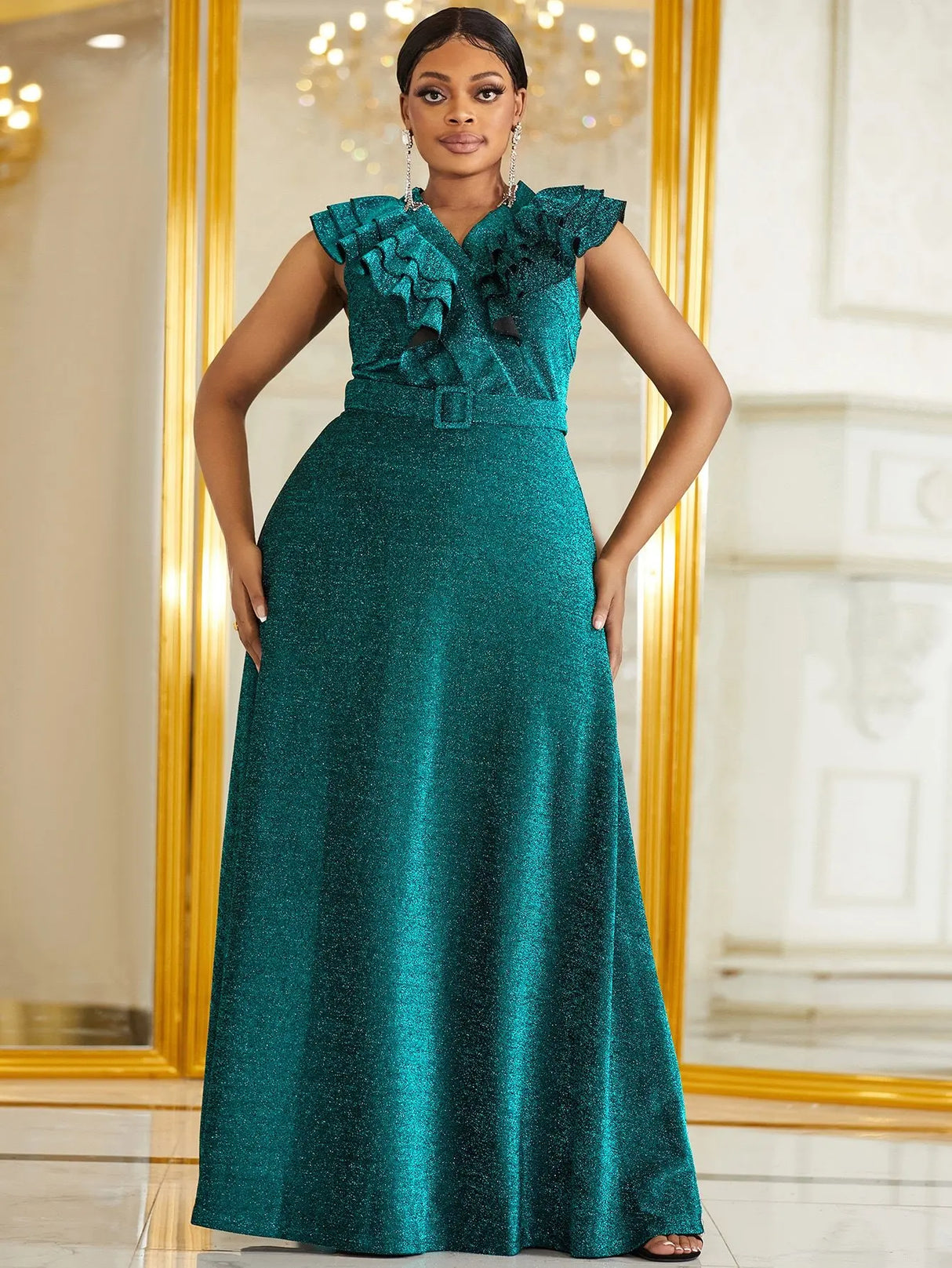 Plus Size Evening Dress Green New Sleeveless High