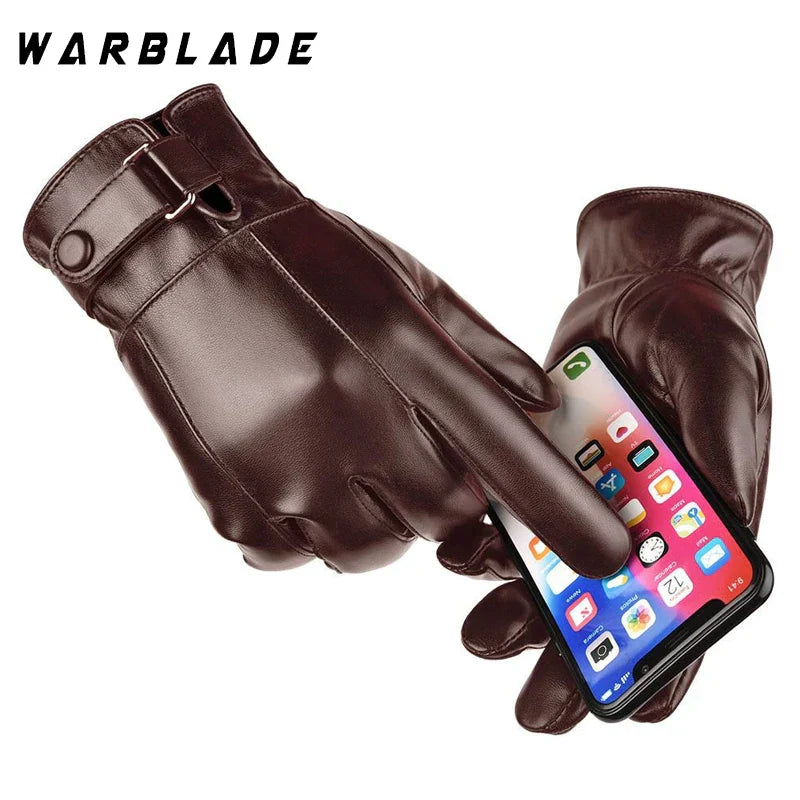 2024 New Winter Gloves Men Women Black PU