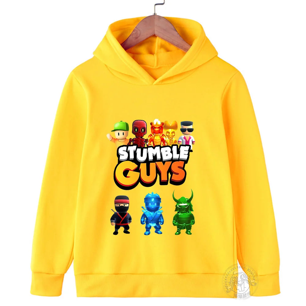 Kids Anime Stumble Guys Hooded Sweatshirts Long Sleeve