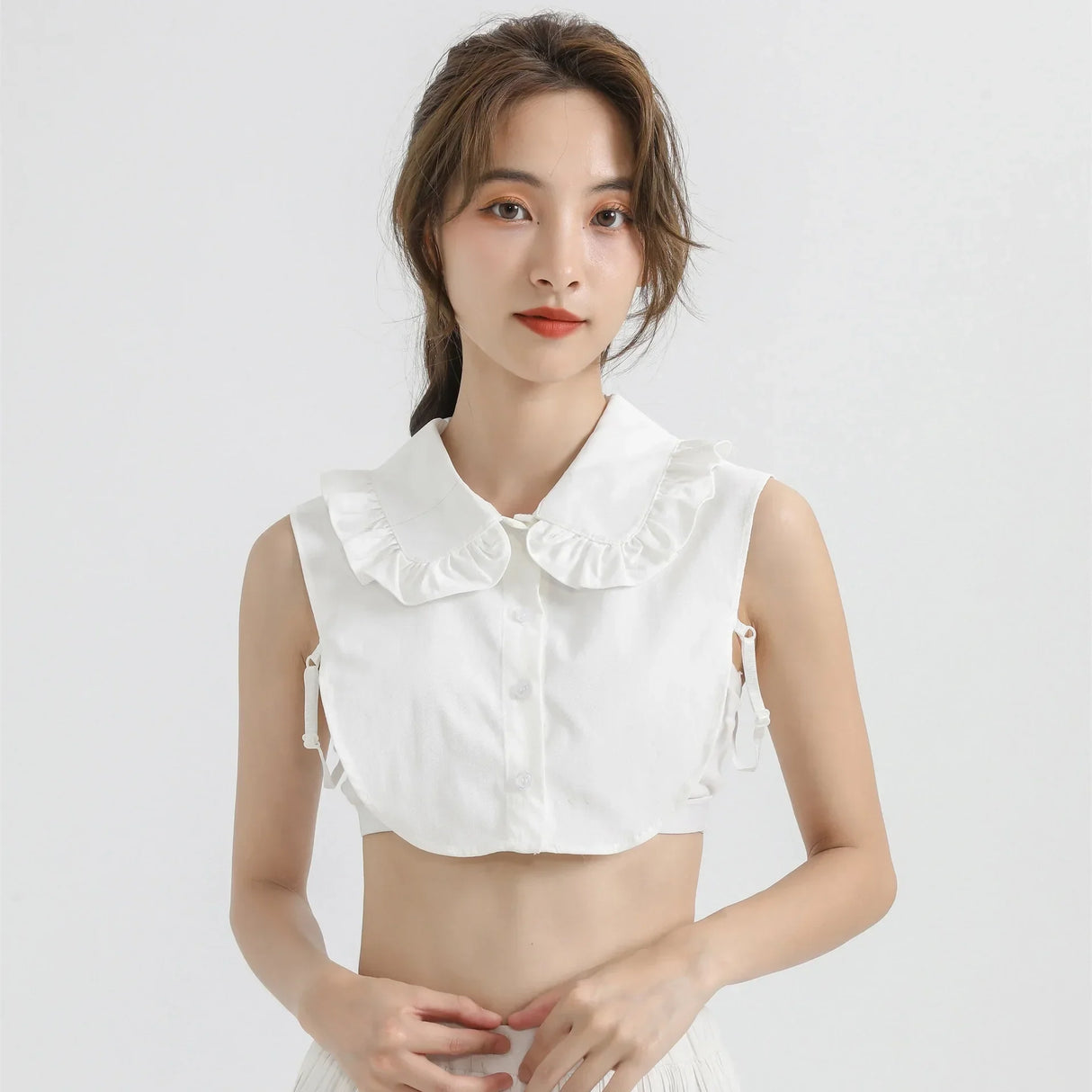 Women Fake Collar Shirt Ruffles Lapel Detachable Shirt