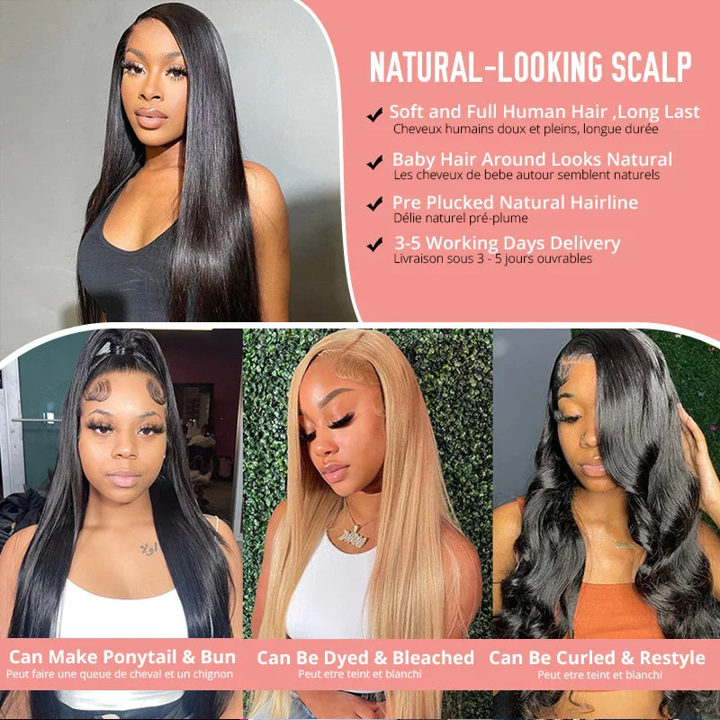 13x4 Lace Front Human Hair Wigs Brazilian Bone