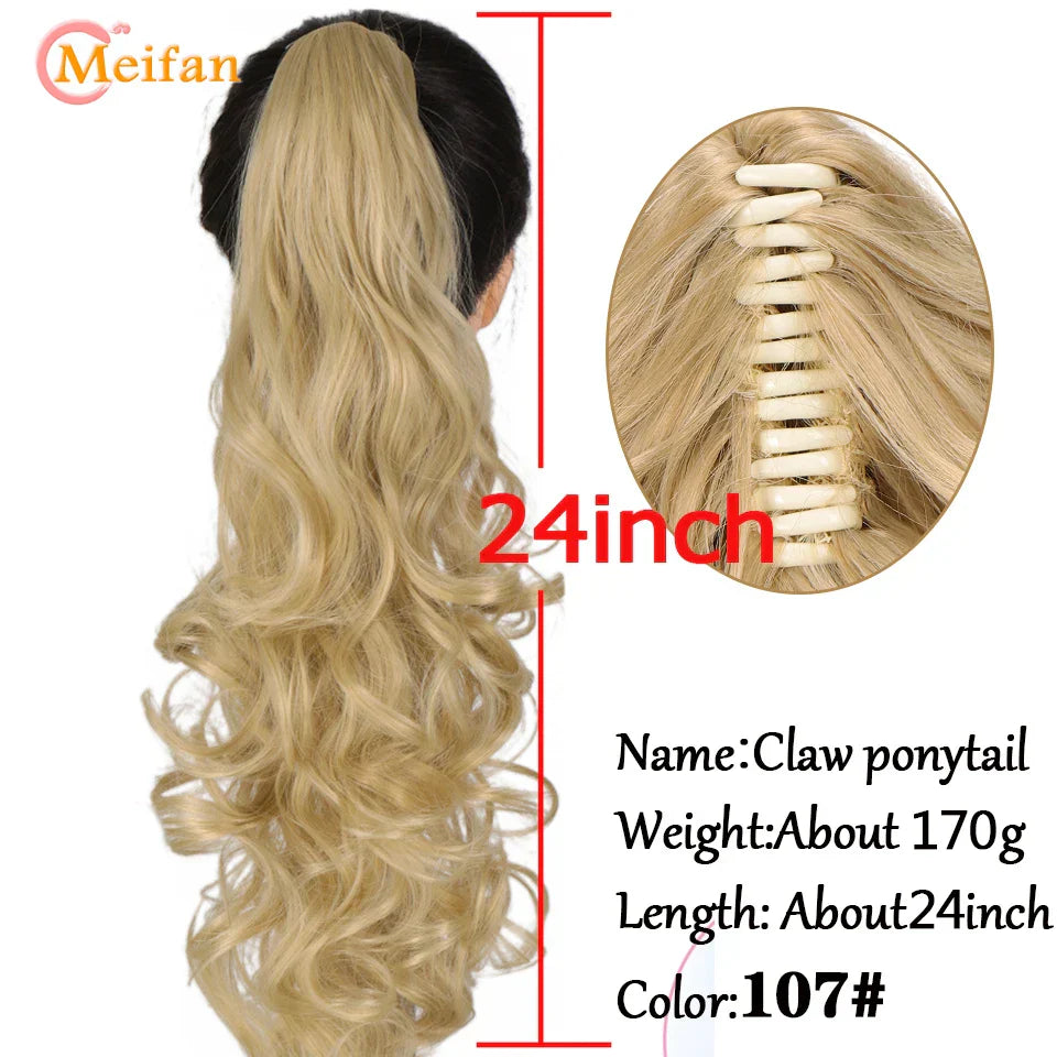 MEIFAN Long Synthetic Wavy Clip in Hair Ponytail