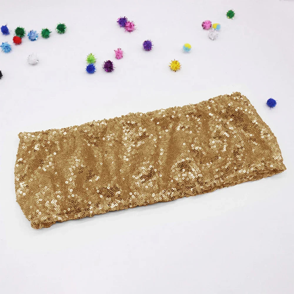 10/50pcs Gold Sequin Chair Sashes Sliver Party Chair