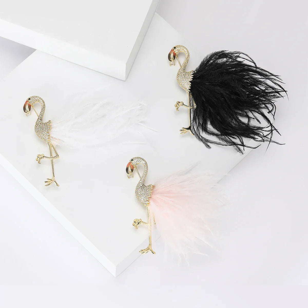 14K Gold Plated Bird Brooches for Women 3color