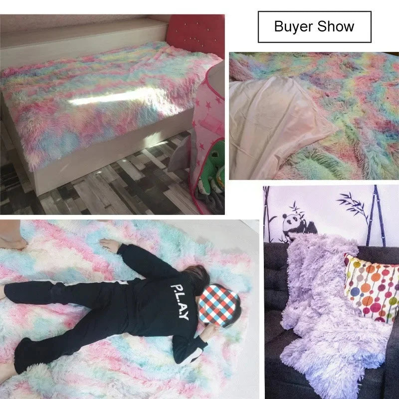 Shaggy Throw Blanket Soft Long Plush Bed Cover