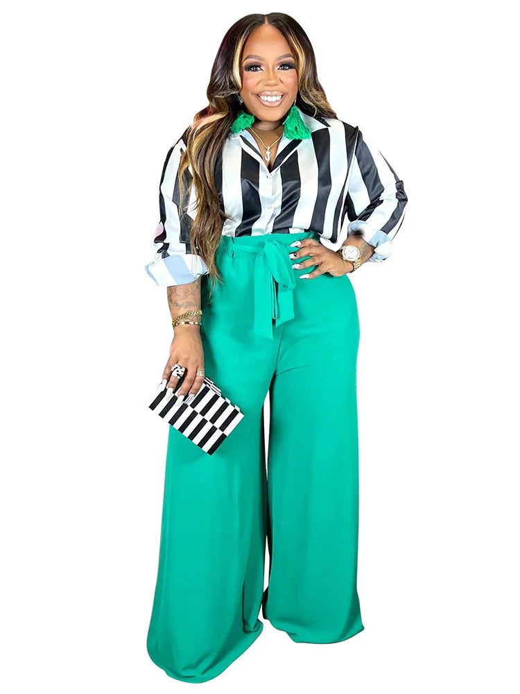 Wmstar Plus Size Women 2 PieceClothes Print High